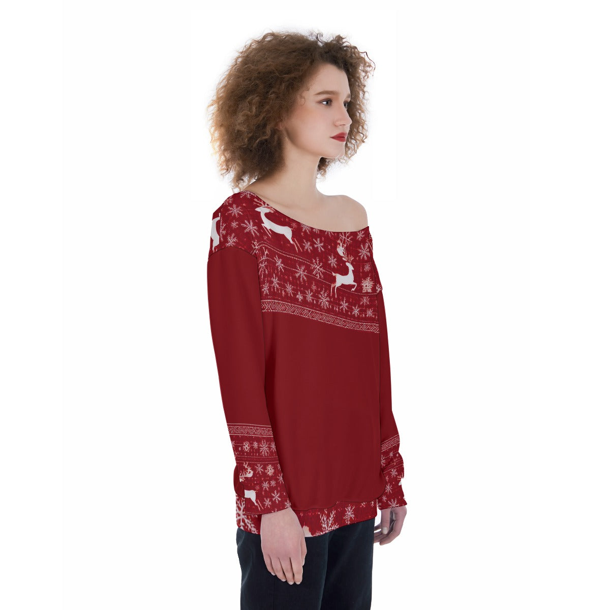 Oversized Women's Off-Shoulder Christmas Sweatshirt. Christmas Party Sweater Alternative . WickedYo.